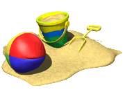sandcastle and beach ball